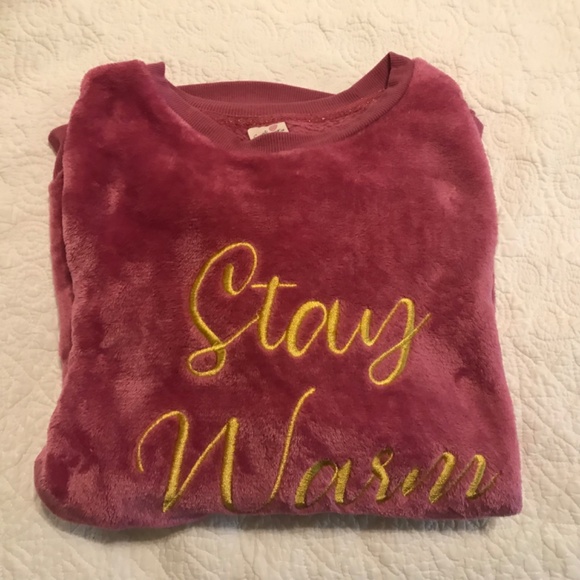 Fluffy! Secret Treasures long sleeved pink crewneck “stay warm” sweatshirt (L) - Picture 14 of 15